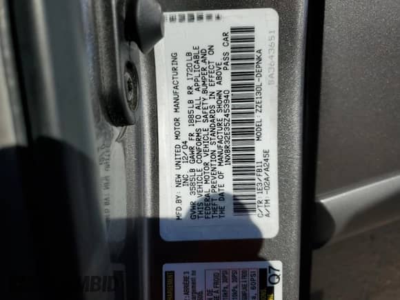 2005 Toyota Corolla LE с VIN 1NXBR32E35Z453940, выставлен на аукционе Copart как лот 82248645 с пробегом 206 990 миль миль и Списание • Salvage title. История ставок и продаж доступна на DreamBid. Изображение 12.