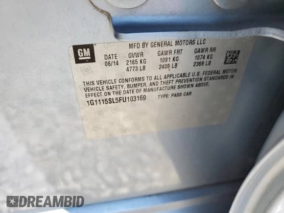 2015 Chevrolet Impala LT z VIN 1G1115SL5FU103169, wystawiony jako Copart lot #69269225 z przebiegiem 120 087 mil mil oraz Czysty tytuł • Clean title. Historia ofert i sprzedaży dostępna na DreamBid. Obrazek 12.