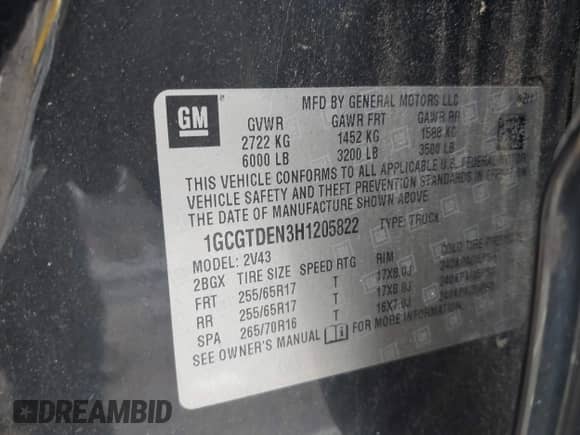 2017 Chevrolet Colorado 4WD Z71 с VIN 1GCGTDEN3H1205822, выставлен на аукционе IAAI как лот 43050960 с пробегом 105 046 миль миль и . История ставок и продаж доступна на DreamBid. Изображение 9.