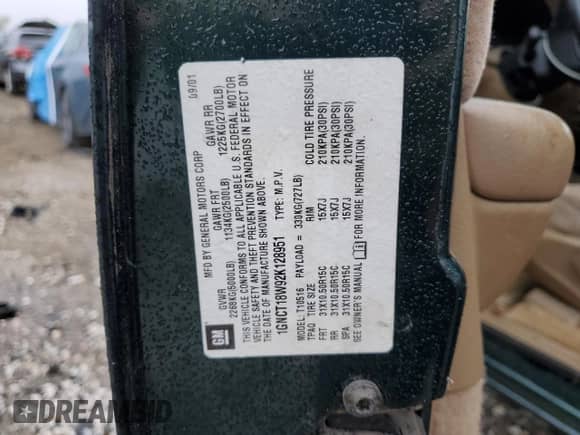 2002 Chevrolet Blazer LS с VIN 1GNCT18W92K128951, выставлен на аукционе Copart как лот 69324585 с пробегом 69 957 миль миль и Чистый • Clean title. История ставок и продаж доступна на DreamBid. Изображение 12.