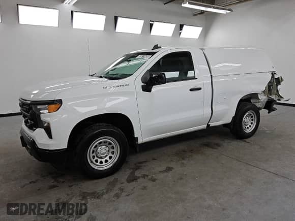 2023 Chevrolet Silverado 1500 Work Truck with VIN 3GCNAAEK7PG354395, listed as a Copart auction lot 83815505 with 112,691 mi miles and Salvage title. Bid and sale history available at DreamBid. Image 1.