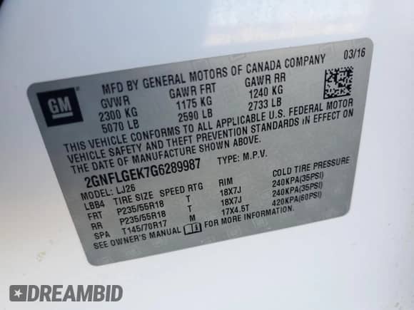 2016 Chevrolet Equinox LTZ с VIN 2GNFLGEK7G6289987, выставлен на аукционе Copart как лот 80680485 с пробегом 143 066 миль миль и Списание • Salvage title. История ставок и продаж доступна на DreamBid. Изображение 13.