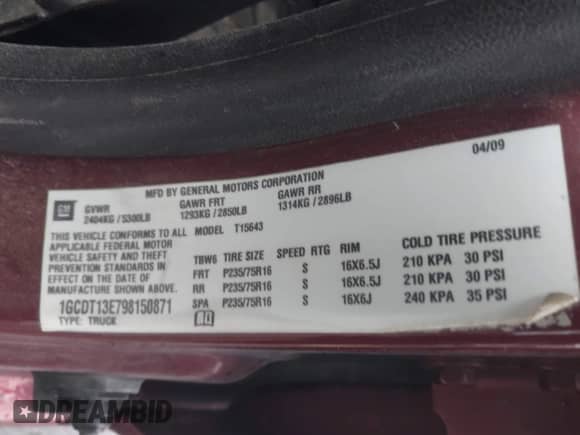 2009 Chevrolet Colorado 2LT с VIN 1GCDT13E798150871, выставлен на аукционе IAAI как лот 41940192 с пробегом 287 914 миль миль и . История ставок и продаж доступна на DreamBid. Изображение 9.