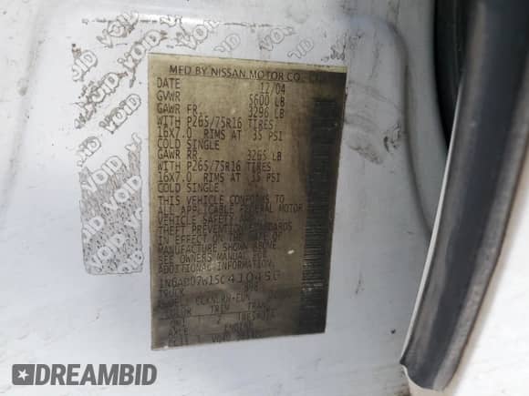 2005 Nissan Frontier Nismo с VIN 1N6AD07W15C410456, выставлен на аукционе Copart как лот 78011124 с пробегом 132 845 миль миль и Списание • Salvage title. История ставок и продаж доступна на DreamBid. Изображение 15.