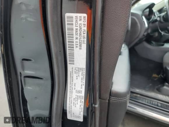2020 Dodge Durango SXT with VIN 1C4RDHAG1LC329816, listed as a Copart auction lot 66147215 with 75,004 mi miles and Salvage title. Bid and sale history available at DreamBid. Image 13.