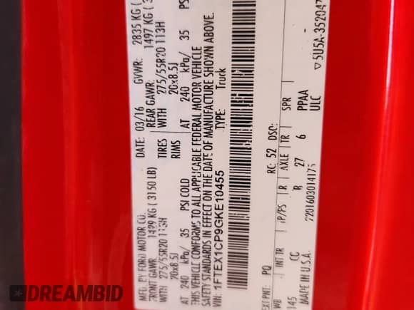 2016 Ford F-150 XL z VIN 1FTEX1CP9GKE10455, wystawiony jako Copart lot #82598625 z przebiegiem 173 931 mil mil oraz Czysty tytuł • Clean title. Historia ofert i sprzedaży dostępna na DreamBid. Obrazek 13.