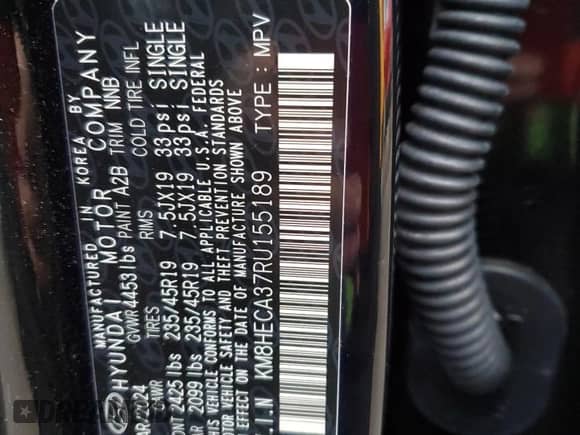 2024 Hyundai Kona Limited с VIN KM8HECA37RU155189, выставлен на аукционе Copart как лот 86973654 с пробегом 5 009 миль миль и Списание • Salvage title. История ставок и продаж доступна на DreamBid. Изображение 14.