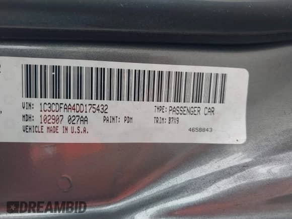 2013 Dodge Dart SE with VIN 1C3CDFAA4DD175432, listed as a IAAI auction lot 43317156 with 160,934 mi miles and . Bid and sale history available at DreamBid. Image 9.