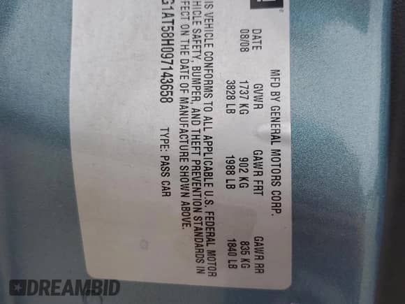 2009 Chevrolet Cobalt 2LT z VIN 1G1AT58H097143658, wystawiony jako Copart lot #60607855 z przebiegiem 155 438 mil mil oraz Szkoda całkowita • Salvage title. Historia ofert i sprzedaży dostępna na DreamBid. Obrazek 12.