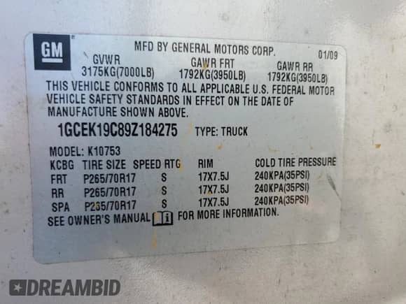 2009 Chevrolet Silverado 1500 LS z VIN 1GCEK19C89Z184275, wystawiony jako Copart lot #62805315 z przebiegiem 323 867 mil mil oraz Szkoda całkowita • Salvage title. Historia ofert i sprzedaży dostępna na DreamBid. Obrazek 12.
