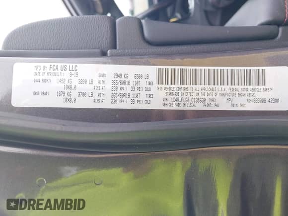 2020 Jeep Grand Cherokee Trailhawk with VIN 1C4RJFLG0LC135630, listed as a IAAI auction lot 43254756 with 46,389 mi miles and . Bid and sale history available at DreamBid. Image 9.