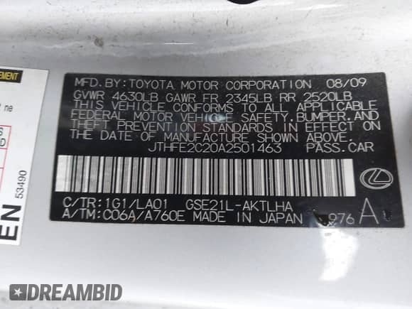 2010 Lexus IS 350 C с VIN JTHFE2C20A2501463, выставлен на аукционе IAAI как лот 41562329 с пробегом 178 695 миль миль и . История ставок и продаж доступна на DreamBid. Изображение 9.