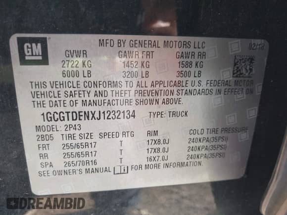 2018 Chevrolet Colorado 4WD Z71 с VIN 1GCGTDENXJ1232134, выставлен на аукционе IAAI как лот 43191519 с пробегом 173 957 миль миль и . История ставок и продаж доступна на DreamBid. Изображение 9.
