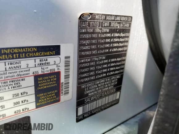 2014 Land Rover Range Rover Sport Supercharged с VIN SALWR2EF1EA303906, выставлен на аукционе Copart как лот 72062675 с пробегом 175 516 миль миль и Чистый • Clean title. История ставок и продаж доступна на DreamBid. Изображение 13.