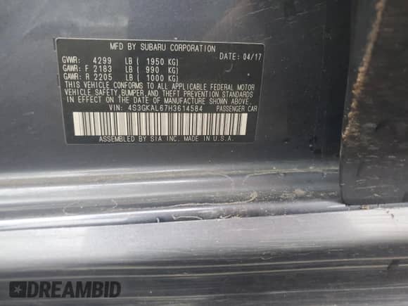 2017 Subaru Impreza Special Sports with VIN 4S3GKAL67H3614584, listed as a Copart auction lot 61306645 with 93,851 mi miles and Salvage title. Bid and sale history available at DreamBid. Image 12.