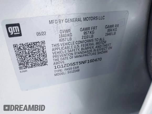 2022 Chevrolet Malibu LT z VIN 1G1ZD5ST5NF160470, wystawiony jako IAAI lot #43396945 z przebiegiem 87 337 mil mil oraz . Historia ofert i sprzedaży dostępna na DreamBid. Obrazek 9.