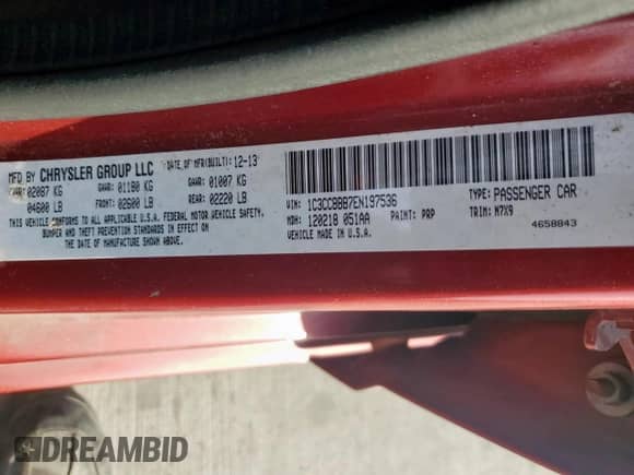 2014 Chrysler 200 Touring с VIN 1C3CCBBB7EN197536, выставлен на аукционе Copart как лот 85583735 с пробегом 197 620 миль миль и Списание • Salvage title. История ставок и продаж доступна на DreamBid. Изображение 12.