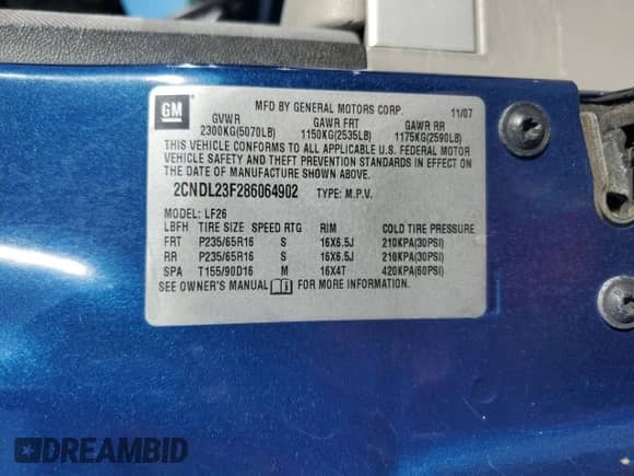 2008 Chevrolet Equinox LS с VIN 2CNDL23F286064902, выставлен на аукционе Copart как лот 70174145 с пробегом 97 241 миль миль и Списание • Salvage title. История ставок и продаж доступна на DreamBid. Изображение 13.