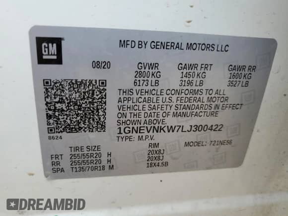 2020 Chevrolet Traverse High Country с VIN 1GNEVNKW7LJ300422, выставлен на аукционе Copart как лот 76135134 с пробегом 88 320 миль миль и Списание • Salvage title. История ставок и продаж доступна на DreamBid. Изображение 16.