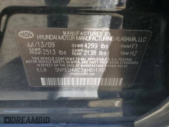 2010 Hyundai Sonata SE PZEV z VIN 5NPEU4AC3AH611705, wystawiony jako Copart lot #54393855 z przebiegiem 116 375 mil mil oraz Szkoda całkowita • Salvage title. Historia ofert i sprzedaży dostępna na DreamBid. Obrazek 12.