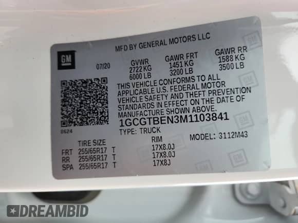 2021 Chevrolet Colorado 4WD Work Truck с VIN 1GCGTBEN3M1103841, выставлен на аукционе Copart как лот 62326145 с пробегом 67 192 миль миль и Списание • Salvage title. История ставок и продаж доступна на DreamBid. Изображение 12.