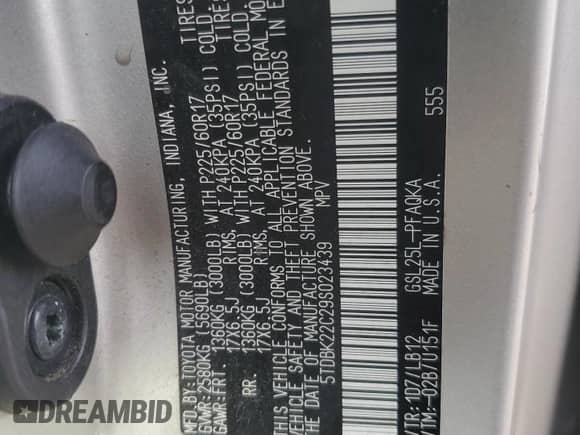 2009 Toyota Sienna XLE с VIN 5TDBK22C29S023439, выставлен на аукционе Copart как лот 43579455 с пробегом Не указан миль и Чистый • Clean title. История ставок и продаж доступна на DreamBid. Изображение 13.