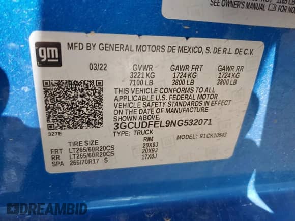 2022 Chevrolet Silverado 1500 LT Trail Boss с VIN 3GCUDFEL9NG532071, выставлен на аукционе Copart как лот 58937085 с пробегом 56 708 миль миль и Списание • Salvage title. История ставок и продаж доступна на DreamBid. Изображение 12.