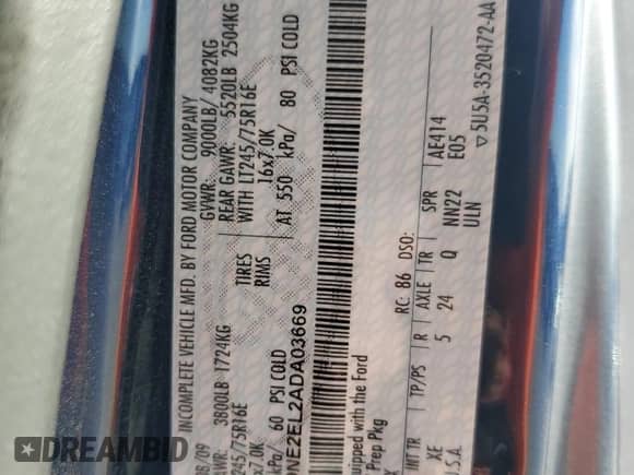 2010 Ford Econoline Cargo с VIN 1FDNE2EL2ADA03669, выставлен на аукционе Copart как лот 50614265 с пробегом 6 249 миль миль и Списание • Salvage title. История ставок и продаж доступна на DreamBid. Изображение 14.