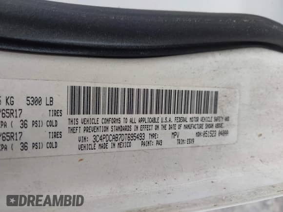 2013 Dodge Journey SE with VIN 3C4PDCAB7DT695493, listed as a IAAI auction lot 42450756 with 153,064 mi miles and . Bid and sale history available at DreamBid. Image 9.