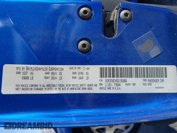 2005 Dodge Neon SXT z VIN 1B3ES56CX5D156966, wystawiony jako IAAI lot #41781508 z przebiegiem 76 951 mil mil oraz . Historia ofert i sprzedaży dostępna na DreamBid. Obrazek 9.