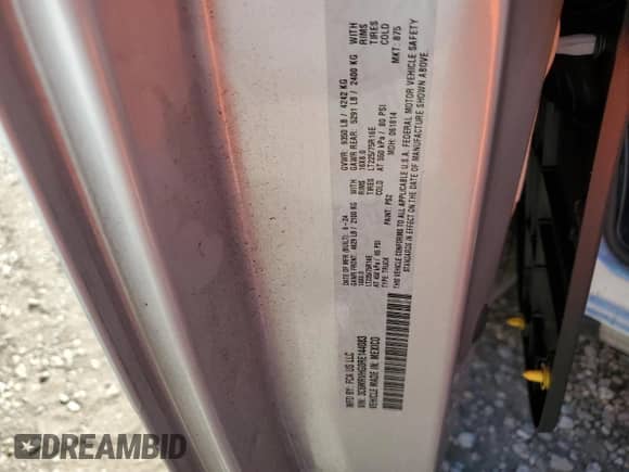 2024 Ram ProMaster Cargo Tradesman with VIN 3C6MRVHG0RE144083, listed as a Copart auction lot 70103565 with Not provided miles and Salvage title. Bid and sale history available at DreamBid. Image 13.