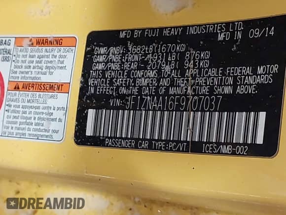 2015 Scion FR-S z VIN JF1ZNAA16F9707037, wystawiony jako IAAI lot #41389047 z przebiegiem 107 080 mil mil oraz . Historia ofert i sprzedaży dostępna na DreamBid. Obrazek 9.