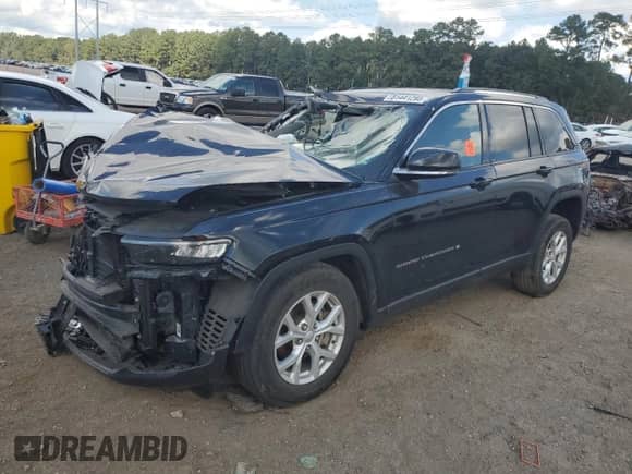 2023 Jeep Grand Cherokee Limited z VIN 1C4RJHBG5PC528008, wystawiony jako Copart lot #81441295 z przebiegiem Nie podano mil oraz Szkoda całkowita • Salvage title. Historia ofert i sprzedaży dostępna na DreamBid. Obrazek 1.
