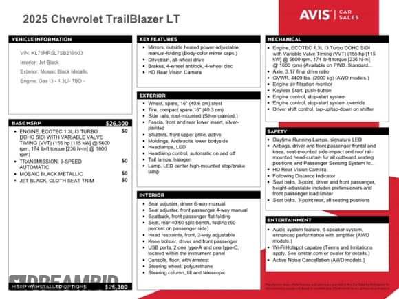 2025 Chevrolet TrailBlazer LT with VIN KL79MRSL7SB219503, listed as a Copart auction lot 89840615 with 13,101 mi miles and Clean title. Bid and sale history available at DreamBid. Image 13.