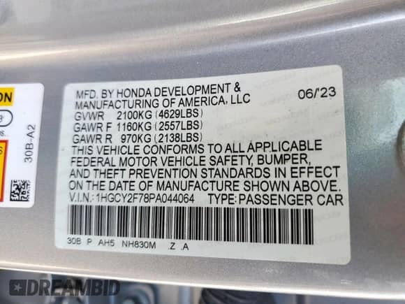 2023 Honda Accord Sport-L z VIN 1HGCY2F78PA044064, wystawiony jako Copart lot #70044665 z przebiegiem 39 312 mil mil oraz Szkoda całkowita • Salvage title. Historia ofert i sprzedaży dostępna na DreamBid. Obrazek 13.