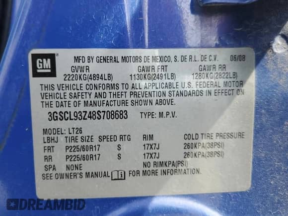 2008 Saturn VUE Green Line with VIN 3GSCL93Z48S708683, listed as a Copart auction lot 61800585 with 190,266 mi miles and Salvage title. Bid and sale history available at DreamBid. Image 13.