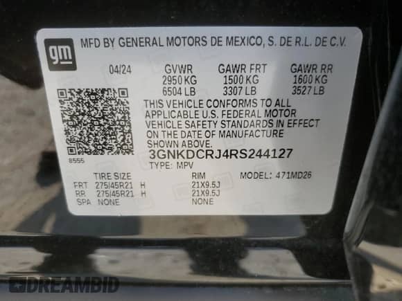2024 Chevrolet Blazer EV eAWD RS с VIN 3GNKDCRJ4RS244127, выставлен на аукционе Copart как лот 66009614 с пробегом 2 603 миль миль и Списание • Salvage title. История ставок и продаж доступна на DreamBid. Изображение 15.