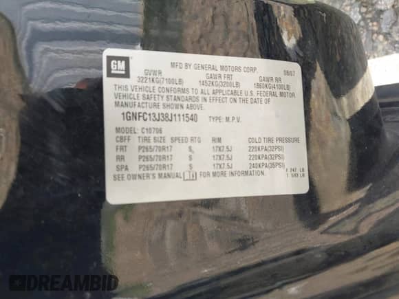 2008 Chevrolet Tahoe LTZ с VIN 1GNFC13J38J111540, выставлен на аукционе IAAI как лот 42528340 с пробегом 285 306 миль миль и . История ставок и продаж доступна на DreamBid. Изображение 9.