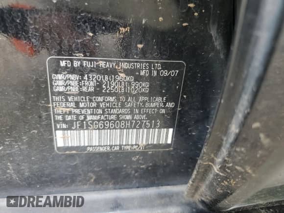 2008 Subaru Forester XT Limited z VIN JF1SG69608H727513, wystawiony jako Copart lot #56548085 z przebiegiem 205 213 mil mil oraz Szkoda całkowita • Salvage title. Historia ofert i sprzedaży dostępna na DreamBid. Obrazek 14.