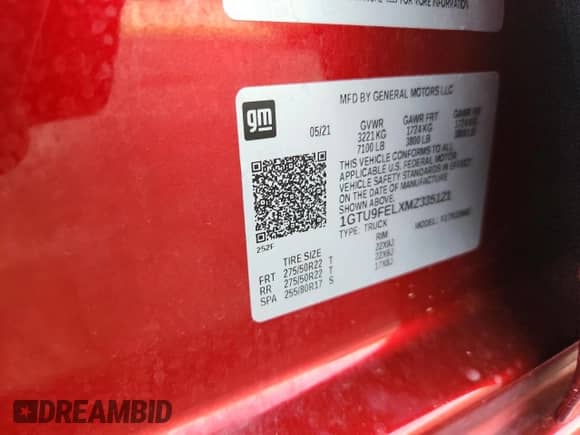 2021 GMC Sierra 1500 Denali z VIN 1GTU9FELXMZ335121, wystawiony jako Copart lot #85269365 z przebiegiem 68 081 mil mil oraz Szkoda całkowita • Salvage title. Historia ofert i sprzedaży dostępna na DreamBid. Obrazek 12.