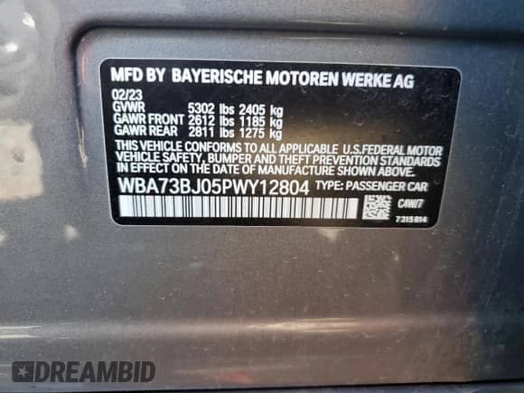 2023 BMW 5 Series 540i xDrive с VIN WBA73BJ05PWY12804, выставлен на аукционе Copart как лот 53049765 с пробегом 36 422 миль миль и Списание • Salvage title. История ставок и продаж доступна на DreamBid. Изображение 12.