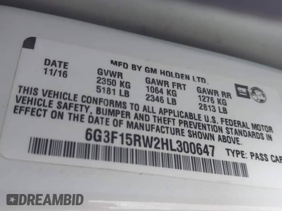 2017 Chevrolet SS с VIN 6G3F15RW2HL300647, выставлен на аукционе IAAI как лот 42493987 с пробегом Не указан миль и . История ставок и продаж доступна на DreamBid. Изображение 9.