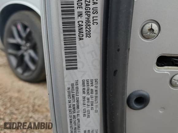 2023 Dodge Challenger SXT с VIN 2C3CDZAG6PH682202, выставлен на аукционе Copart как лот 70055745 с пробегом 37 155 миль миль и Списание • Salvage title. История ставок и продаж доступна на DreamBid. Изображение 12.