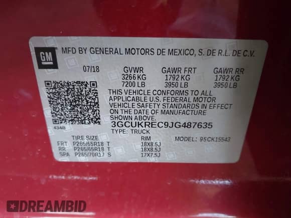 2018 Chevrolet Silverado 1500 LT с VIN 3GCUKREC9JG487635, выставлен на аукционе IAAI как лот 43306669 с пробегом 101 509 миль миль и . История ставок и продаж доступна на DreamBid. Изображение 9.