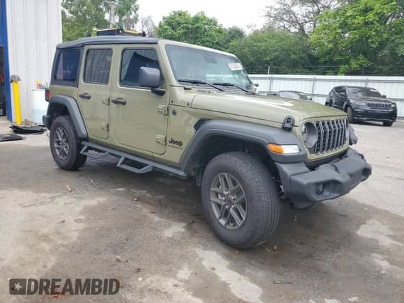 2025 Jeep Wrangler Sport S with VIN 1C4PJXDG5SW563914, listed as a Copart auction lot 67382845 with 2,810 mi miles and Salvage title. Bid and sale history available at DreamBid. Image 4.