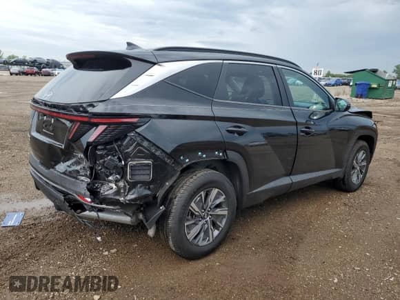 2022 Hyundai Tucson Blue with VIN KM8JBCA1XNU029475, listed as a Copart auction lot 64045415 with 42,108 mi miles and Salvage title. Bid and sale history available at DreamBid. Image 3.