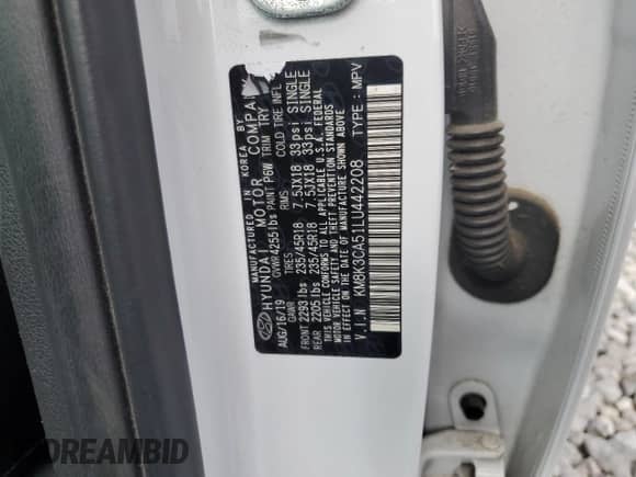 2020 Hyundai Kona Limited с VIN KM8K3CA51LU442208, выставлен на аукционе Copart как лот 81448285 с пробегом 52 883 миль миль и Чистый • Clean title. История ставок и продаж доступна на DreamBid. Изображение 13.