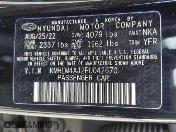 2023 Hyundai Elantra Blue z VIN KMHLM4AJ2PU042670, wystawiony jako Copart lot #80643695 z przebiegiem 68 164 mil mil oraz Szkoda całkowita • Salvage title. Historia ofert i sprzedaży dostępna na DreamBid. Obrazek 13.