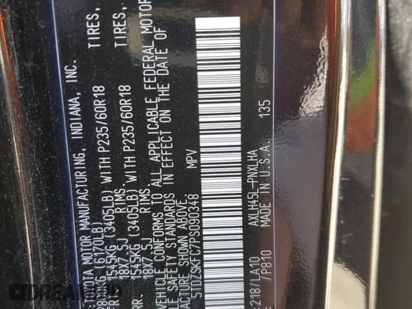 2023 Toyota Sienna Limited с VIN 5TDZSKFC7PS090348, выставлен на аукционе Copart как лот 50559485 с пробегом Не указан миль и Списание • Salvage title. История ставок и продаж доступна на DreamBid. Изображение 13.