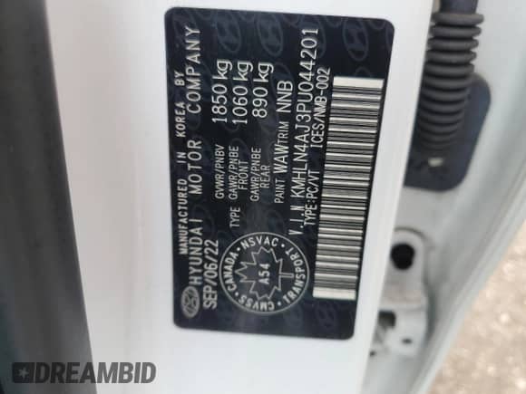 2023 Hyundai Elantra Limited with VIN KMHLN4AJ3PU044201, listed as a Copart auction lot 80904335 with 61,296 mi miles and Salvage title. Bid and sale history available at DreamBid. Image 13.